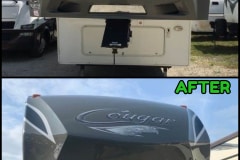 Before and after camper refinishing