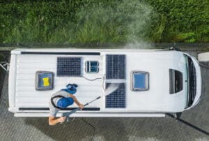 Prevent RV roof leaks with roof repairs and seal-coating.